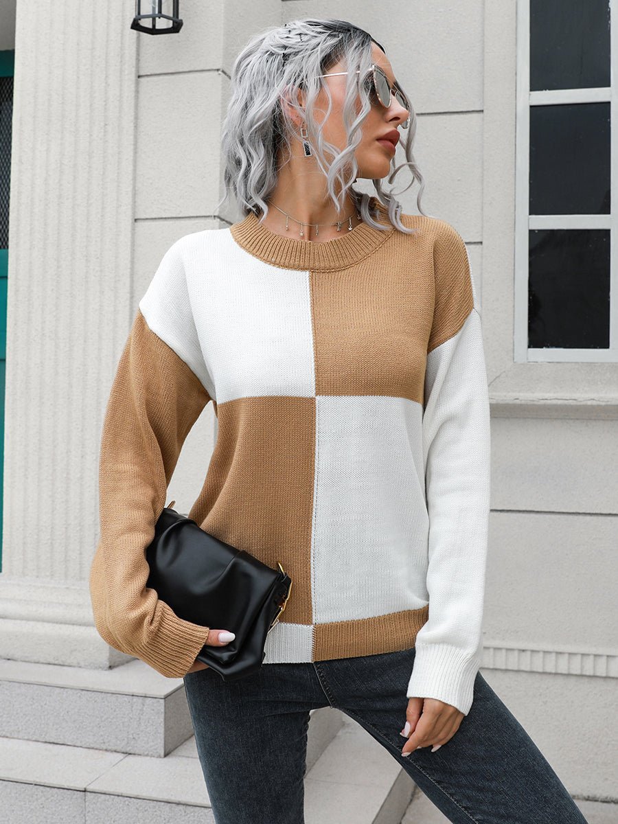 Contrast Drop Shoulder Sweater - Loulou Boutique