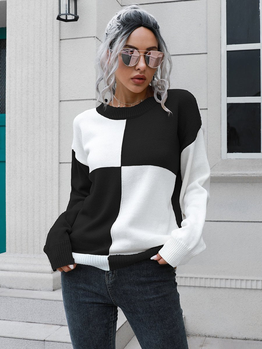 Contrast Drop Shoulder Sweater - Loulou Boutique