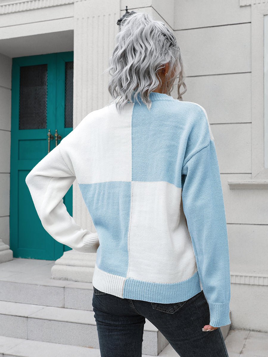 Contrast Drop Shoulder Sweater - Loulou Boutique