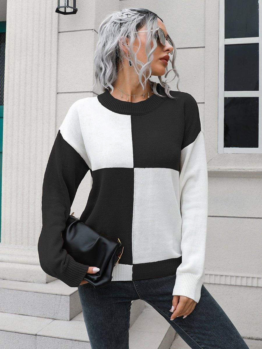 Contrast Drop Shoulder Sweater - Loulou Boutique