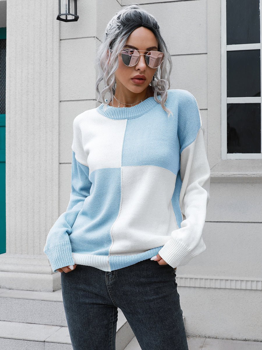 Contrast Drop Shoulder Sweater - Loulou Boutique