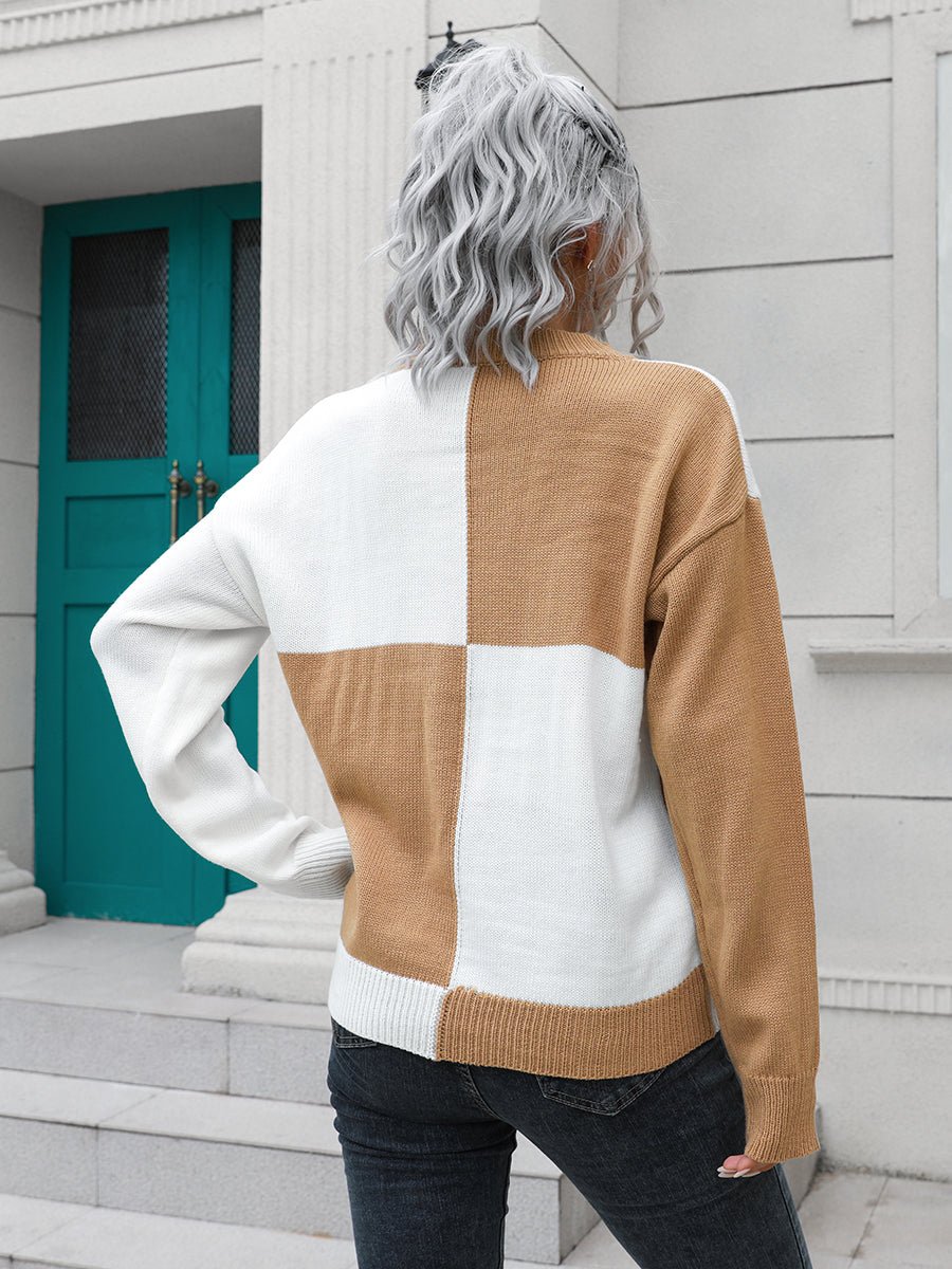 Contrast Drop Shoulder Sweater - Loulou Boutique