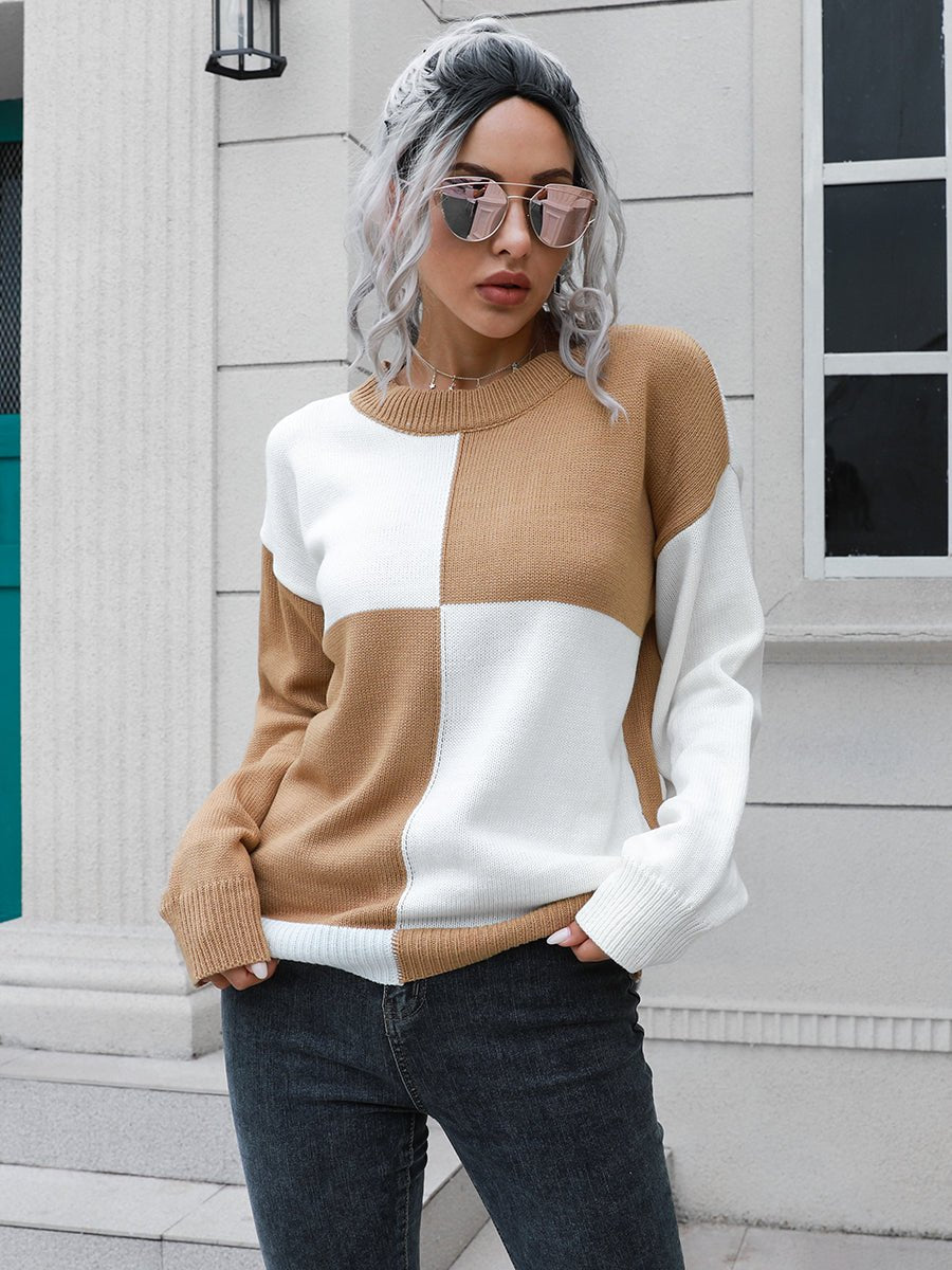 Contrast Drop Shoulder Sweater - Loulou Boutique