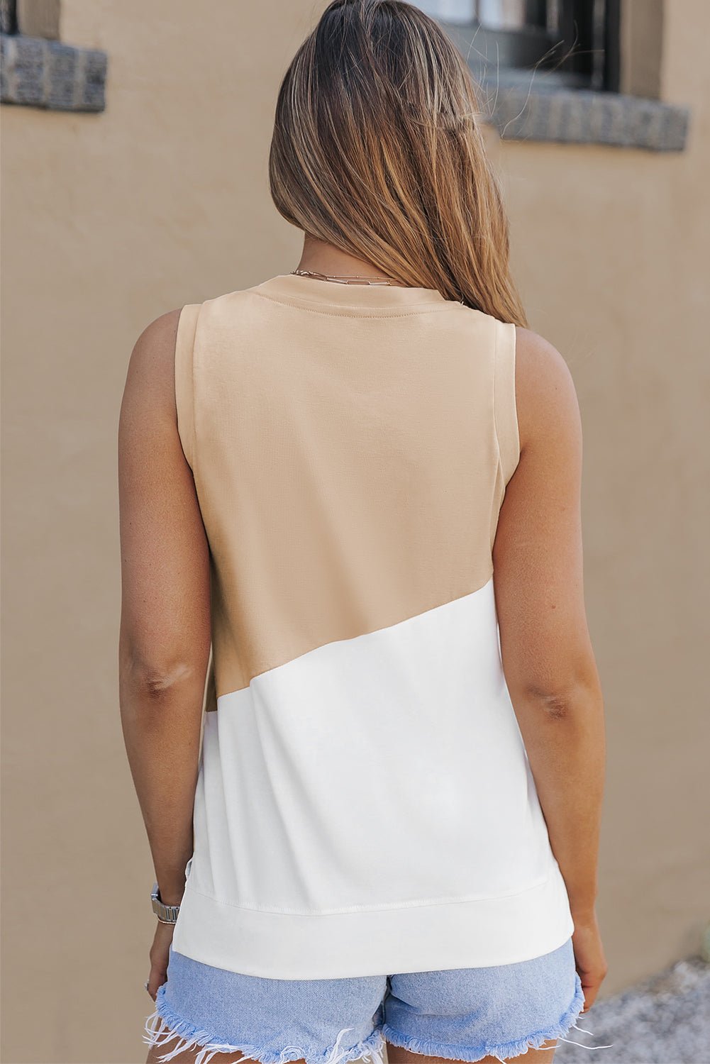 Contrast Round Neck Tank Top - Loulou Boutique