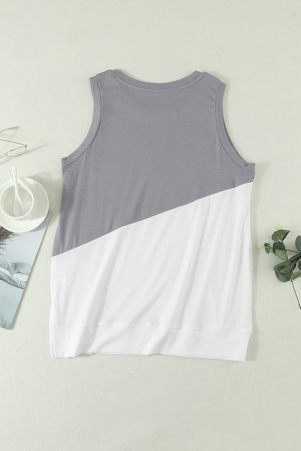 Contrast Round Neck Tank Top - Loulou Boutique
