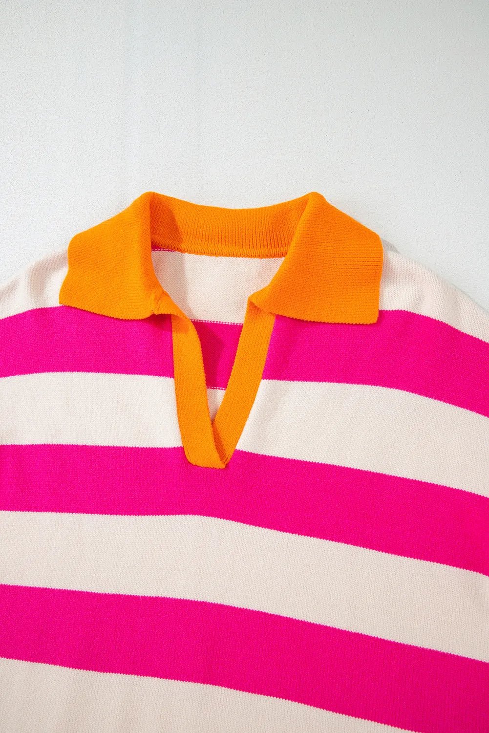 Contrast Stripes Johnny Collar Long Sleeve Sweater - Loulou Boutique