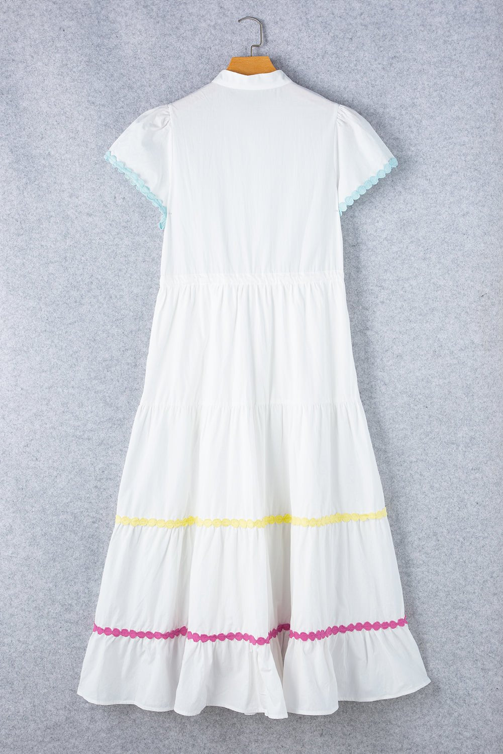 Contrast Trim Button Up Short Sleeve Dress - Loulou Boutique