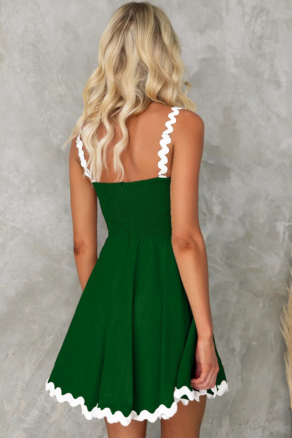Contrast Trim Square Neck Mini Dress - Loulou Boutique
