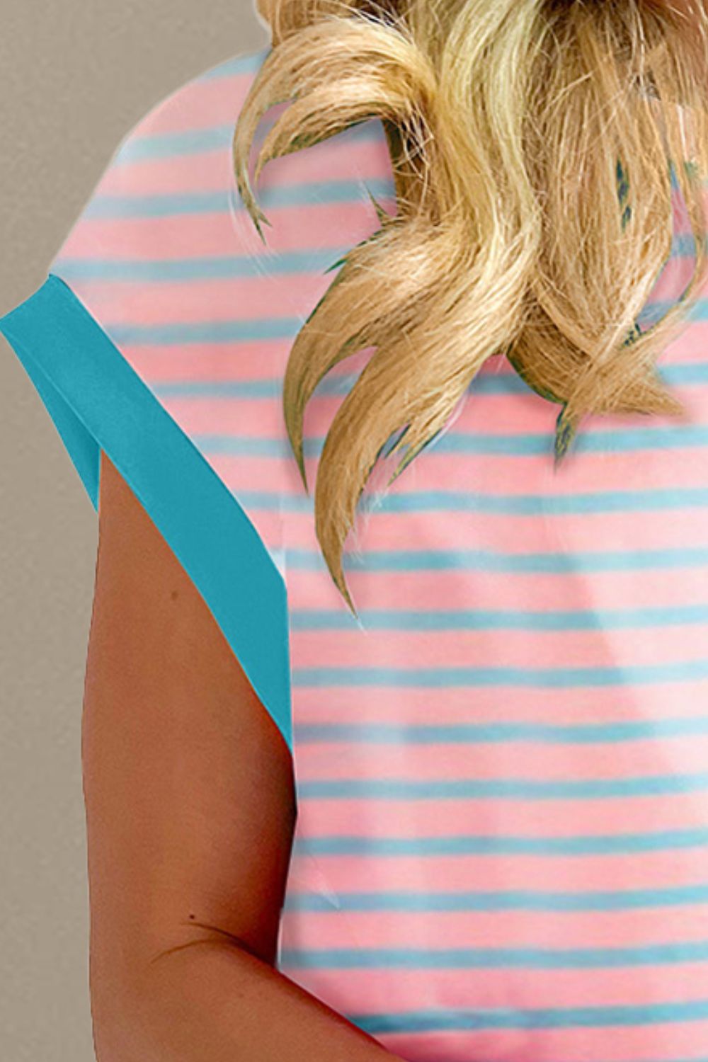 Contrast Trim Striped Round Neck Top and Shorts Set - Loulou Boutique