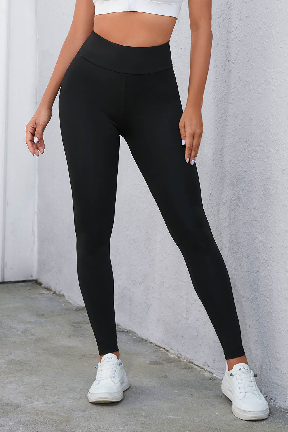 Crisscross Detail Wide Waistband Leggings - Loulou Boutique