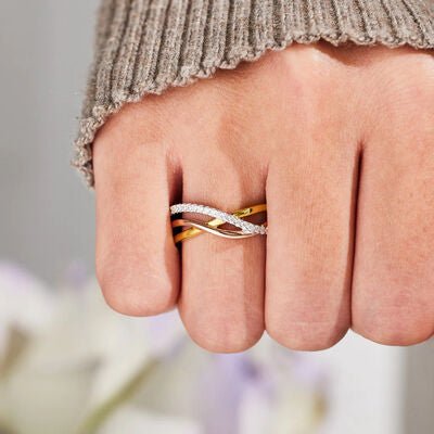 Crisscross Gold - Plated 925 Sterling Silver Ring - Loulou Boutique