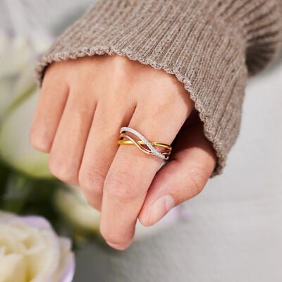 Crisscross Gold - Plated 925 Sterling Silver Ring - Loulou Boutique