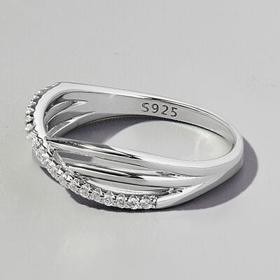 Crisscross Inlaid Zircon 925 Sterling Silver Ring - Loulou Boutique