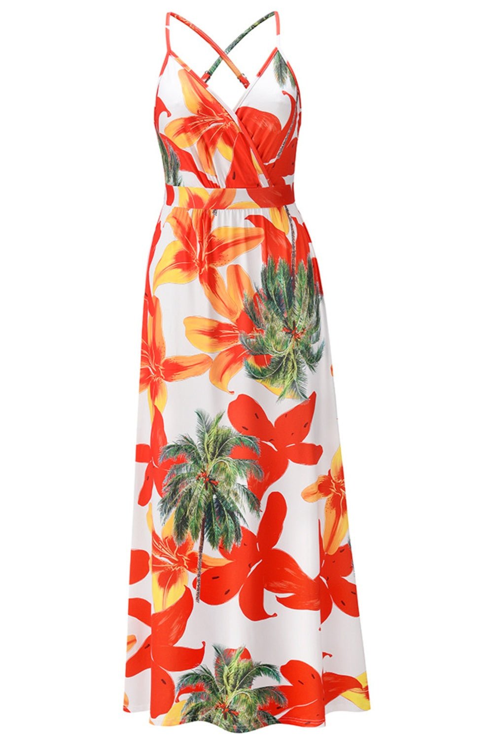 Crisscross Printed Surplice Cami Dress - Loulou Boutique