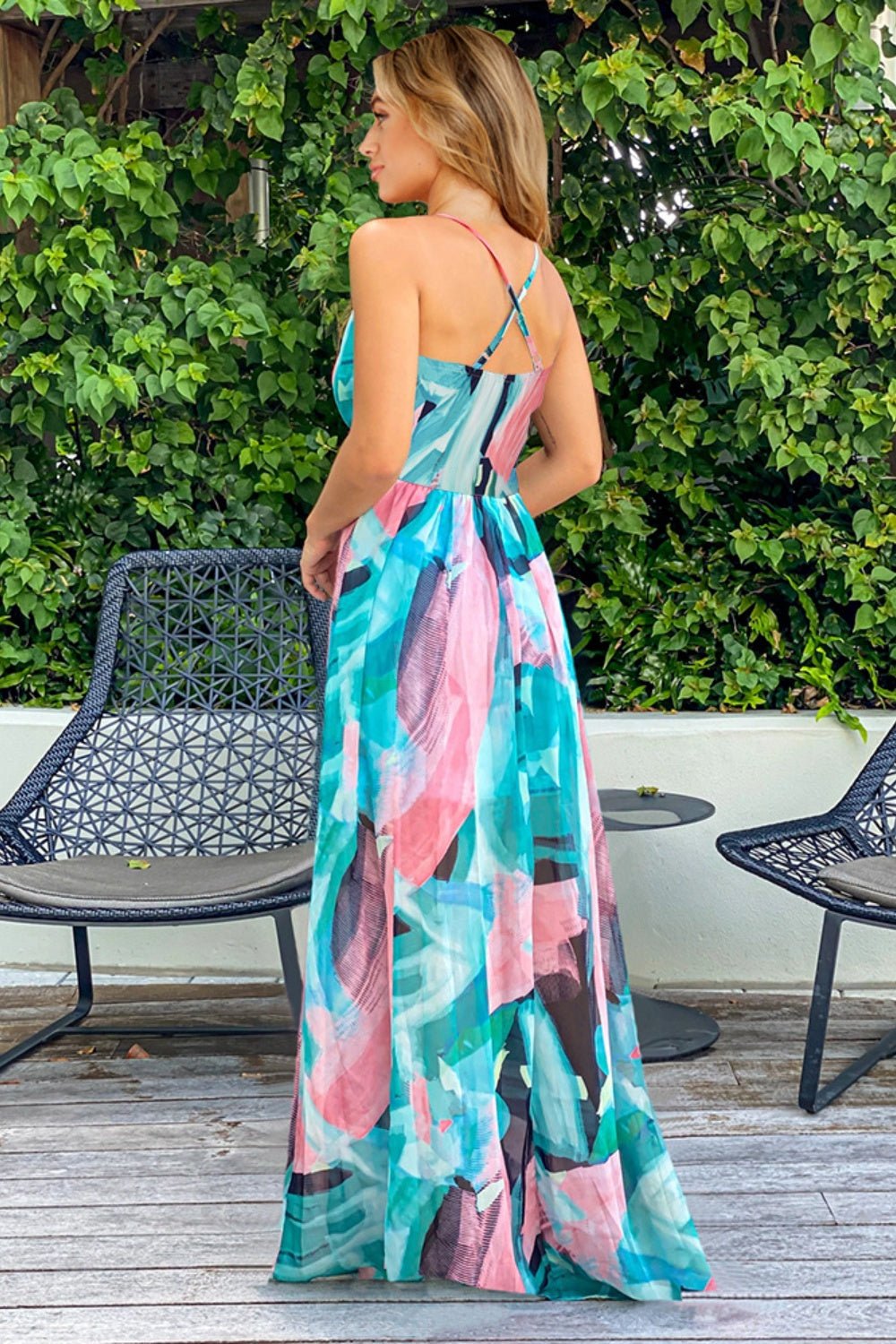 Crisscross Printed Surplice Cami Dress - Loulou Boutique