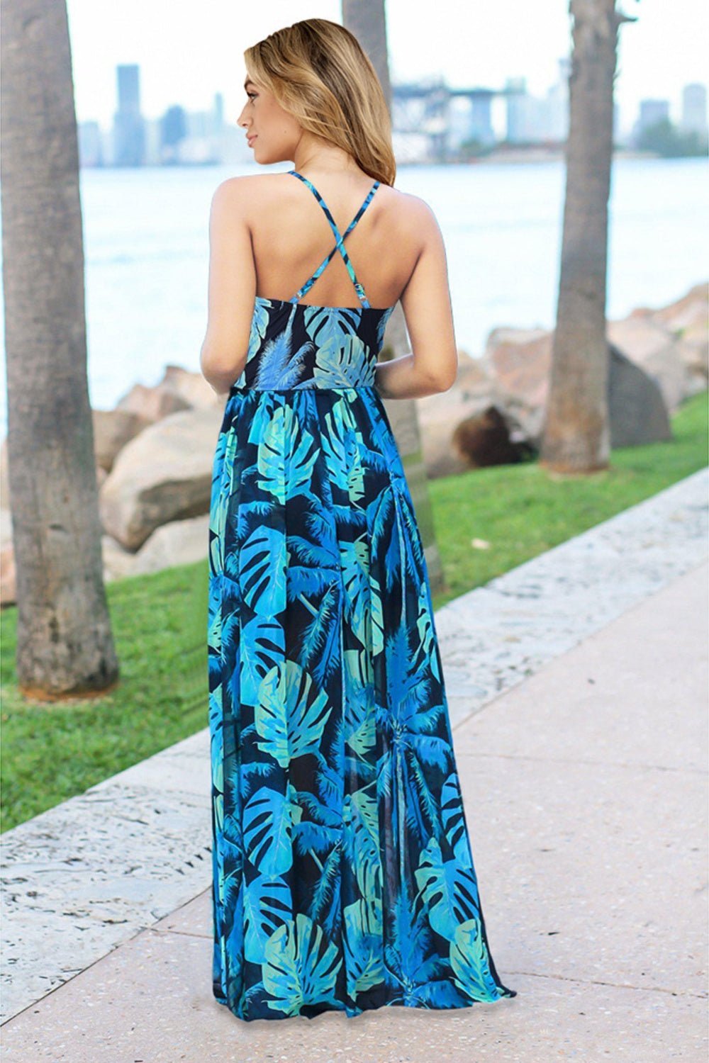 Crisscross Printed Surplice Cami Dress - Loulou Boutique
