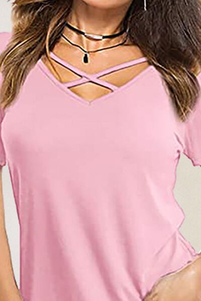 Crisscross Short Sleeve T - Shirt - Loulou Boutique