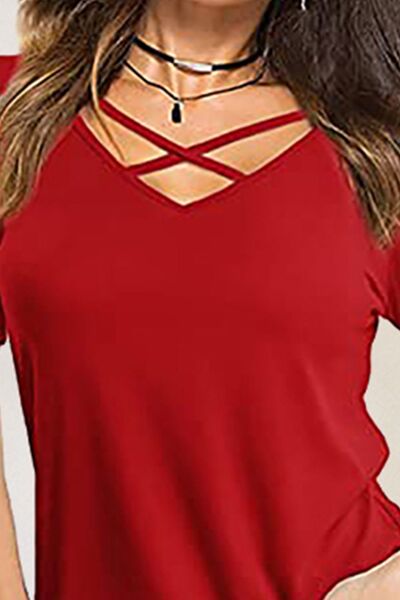 Crisscross Short Sleeve T - Shirt - Loulou Boutique