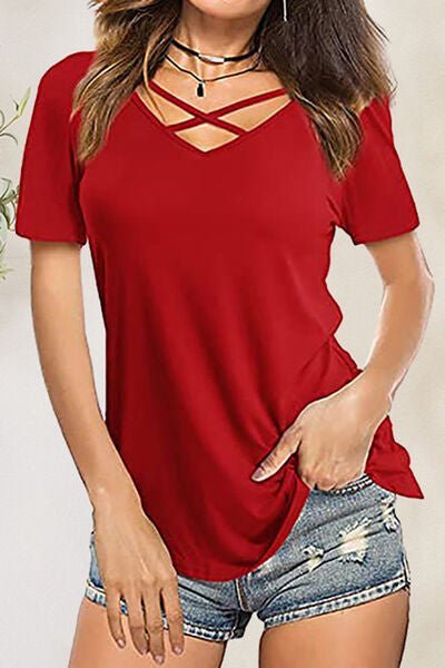 Crisscross Short Sleeve T - Shirt - Loulou Boutique