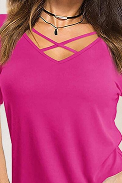 Crisscross Short Sleeve T - Shirt - Loulou Boutique