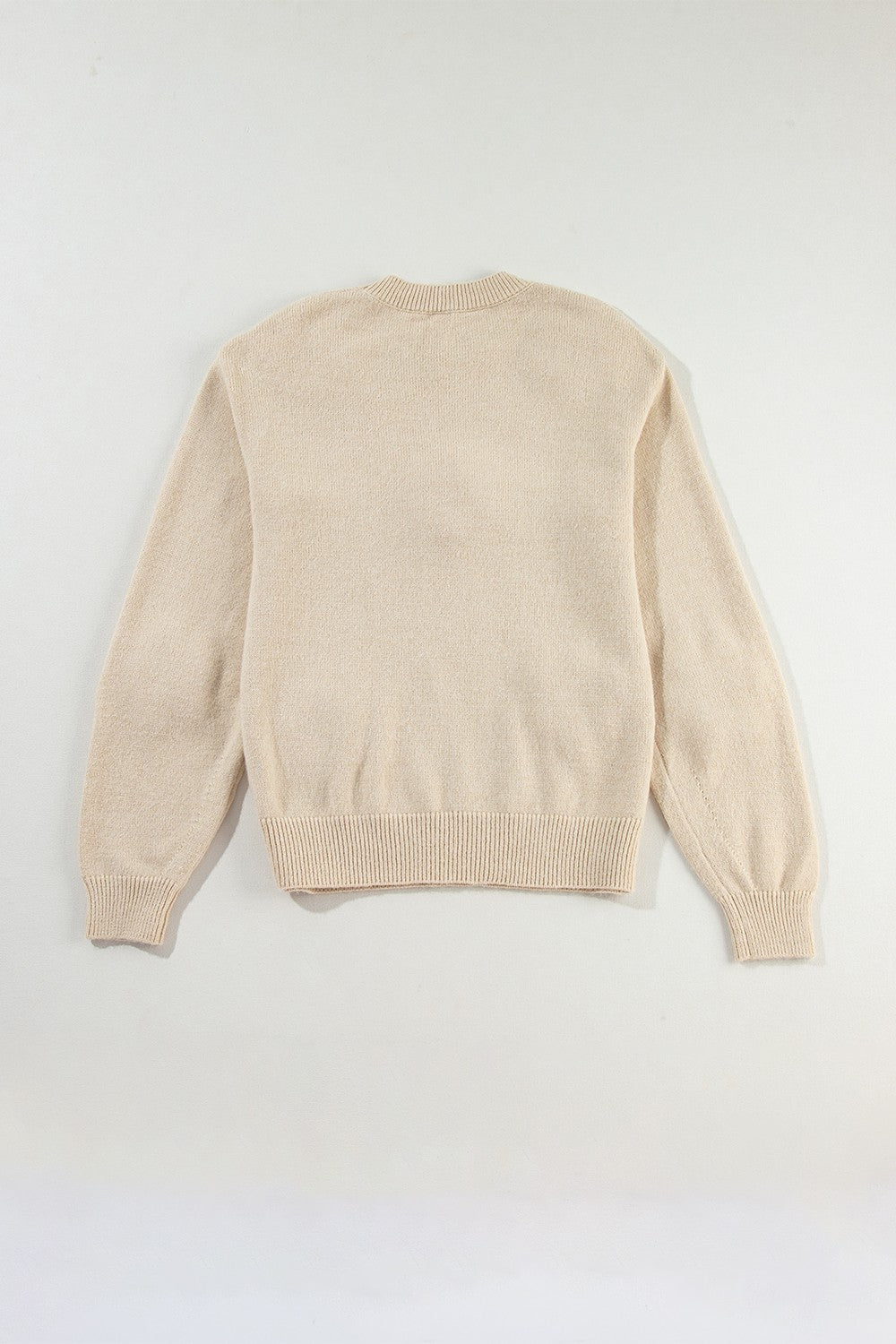 Crochet Flower Round Neck Long Sleeve Sweater - Loulou Boutique