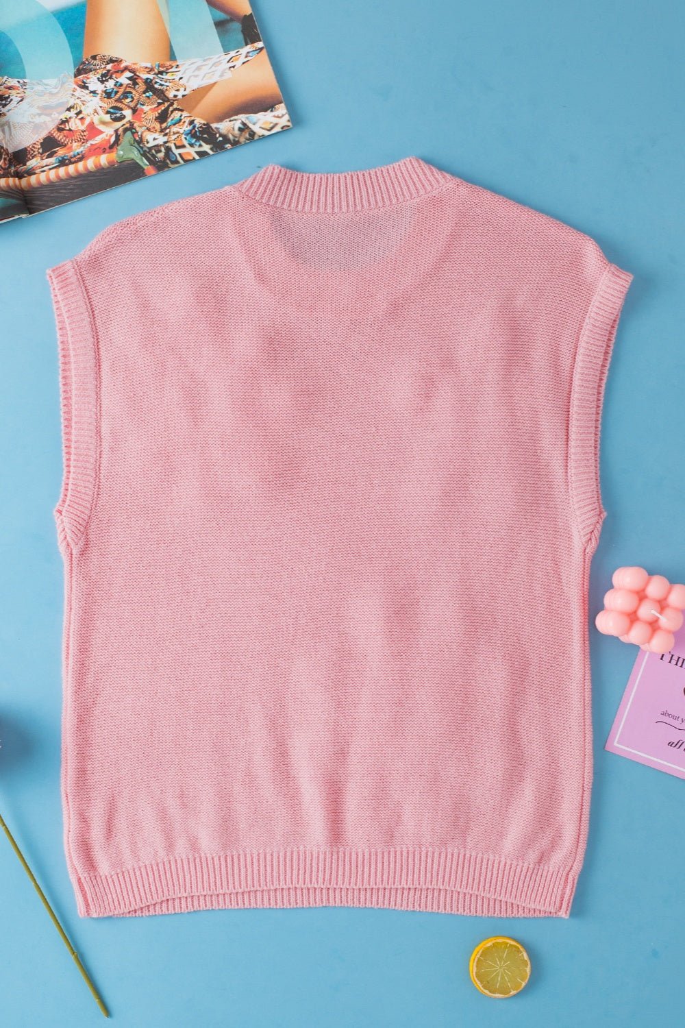 Crochet Flower Round Neck Sweater Vest - Loulou Boutique