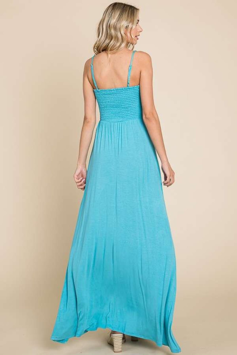 Culture Code Full Size Smocked Cami Maxi Dress with Pockets - Loulou Boutique