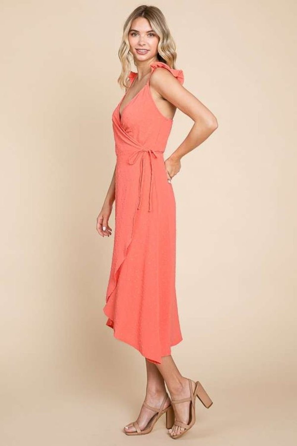 Culture Code Ruffle Detail Surplice Wrap Slip Dress - Loulou Boutique