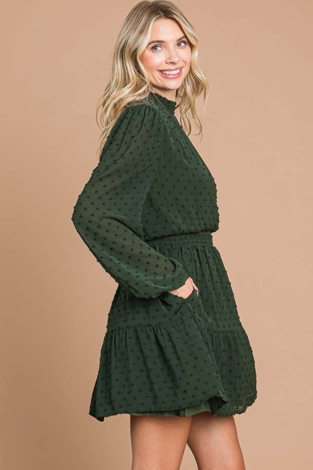 Culture Code Swiss Dot Smock Neck Mini Dress with Pockets - Loulou Boutique
