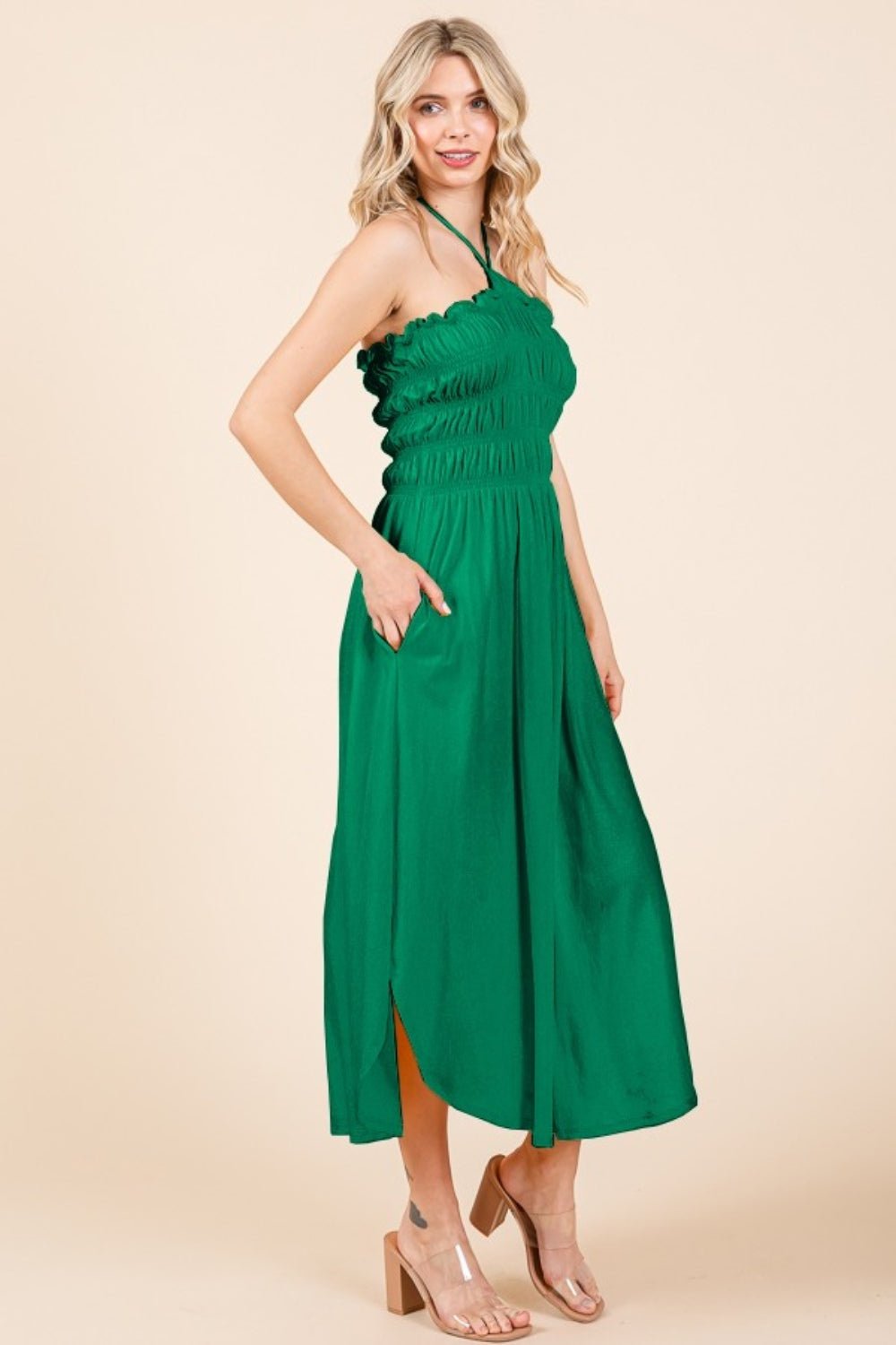 Culture Code Tie Back Shirring Dress with Pockets - Loulou Boutique