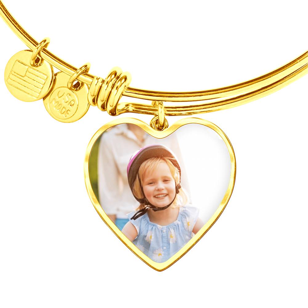 Custom Heart Charm Bangle – Personalize with Your Message! - Loulou Boutique