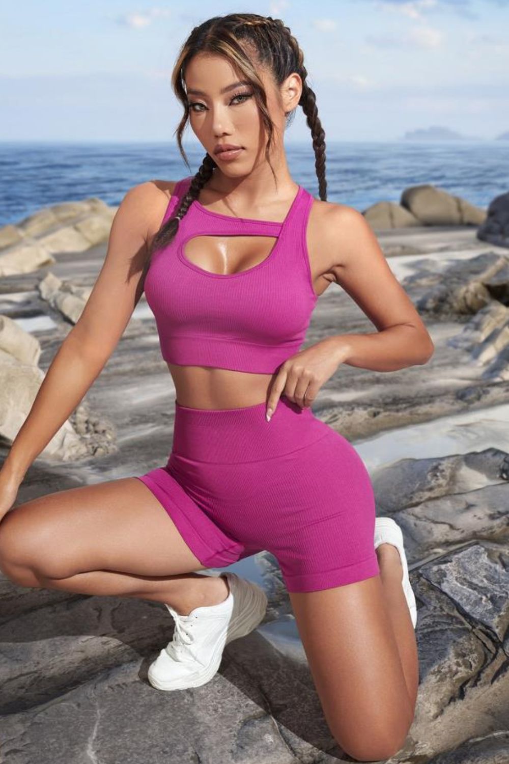 Cutout Crop Top and Sports Shorts Set - Loulou Boutique