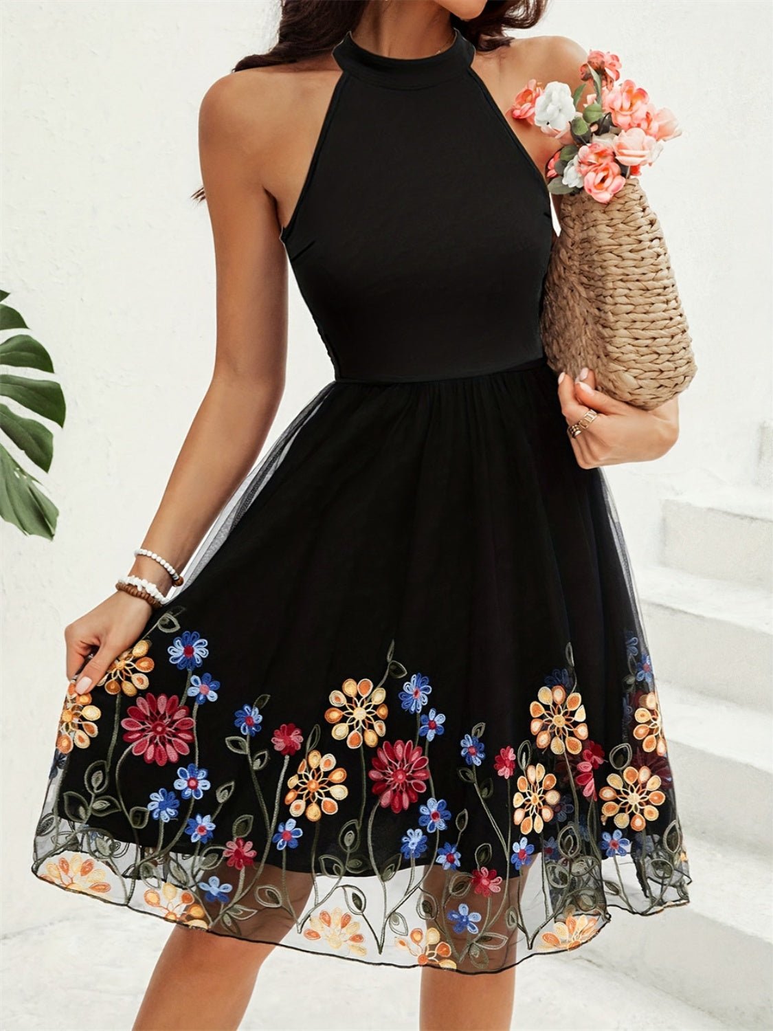 Cutout Grecian Neck Mini Dress - Loulou Boutique