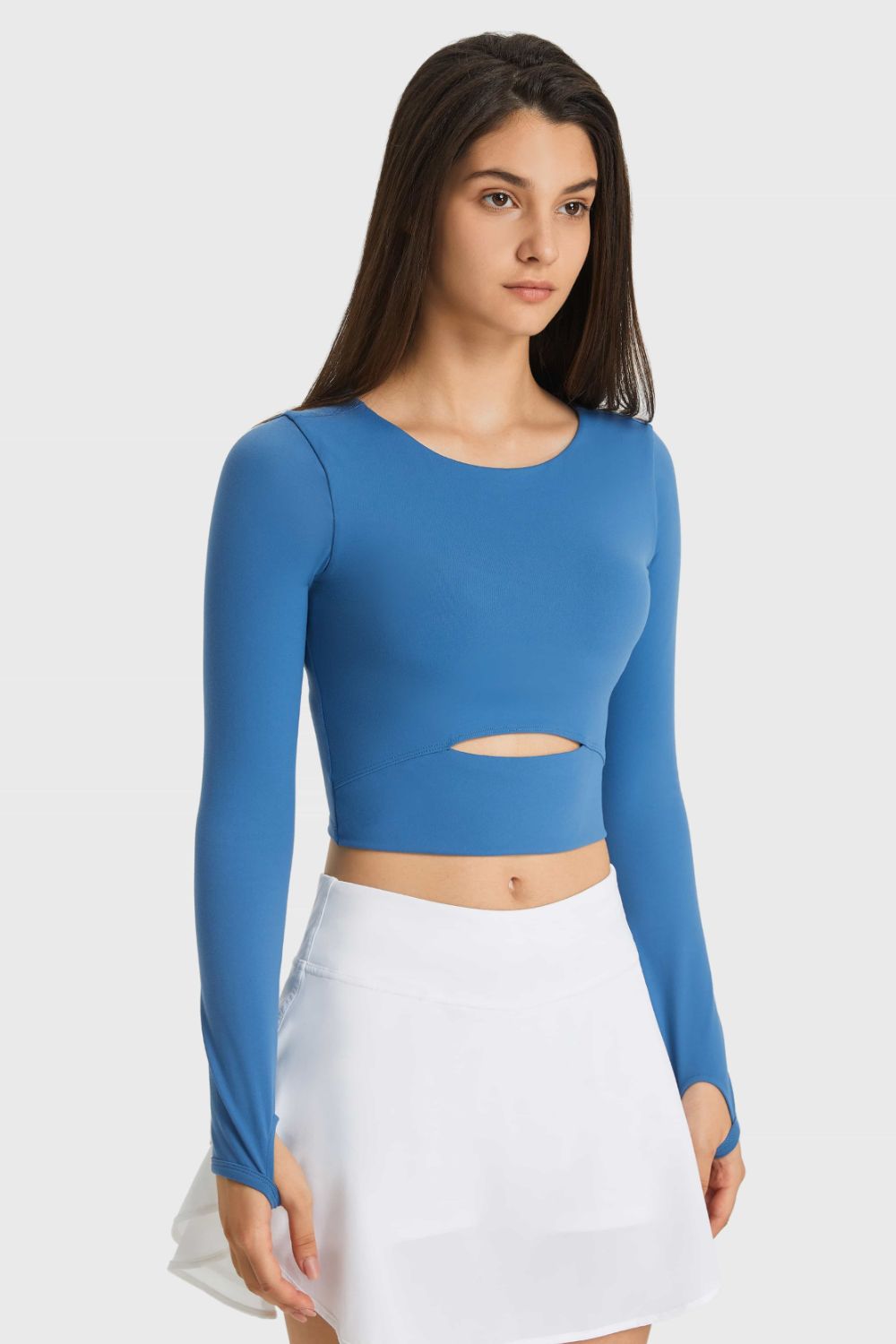 Cutout Long Sleeve Cropped Sports Top - Loulou Boutique
