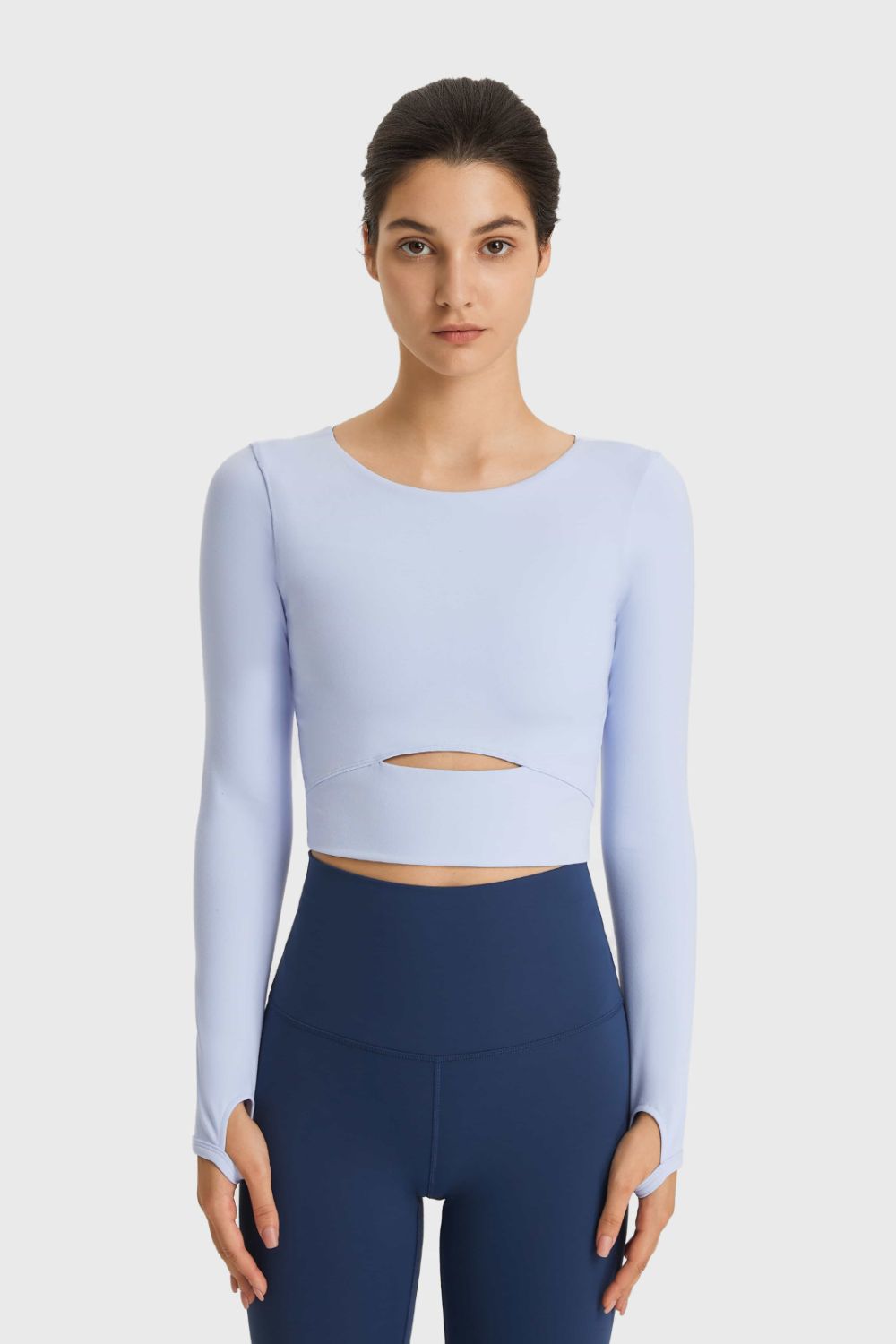 Cutout Long Sleeve Cropped Sports Top - Loulou Boutique