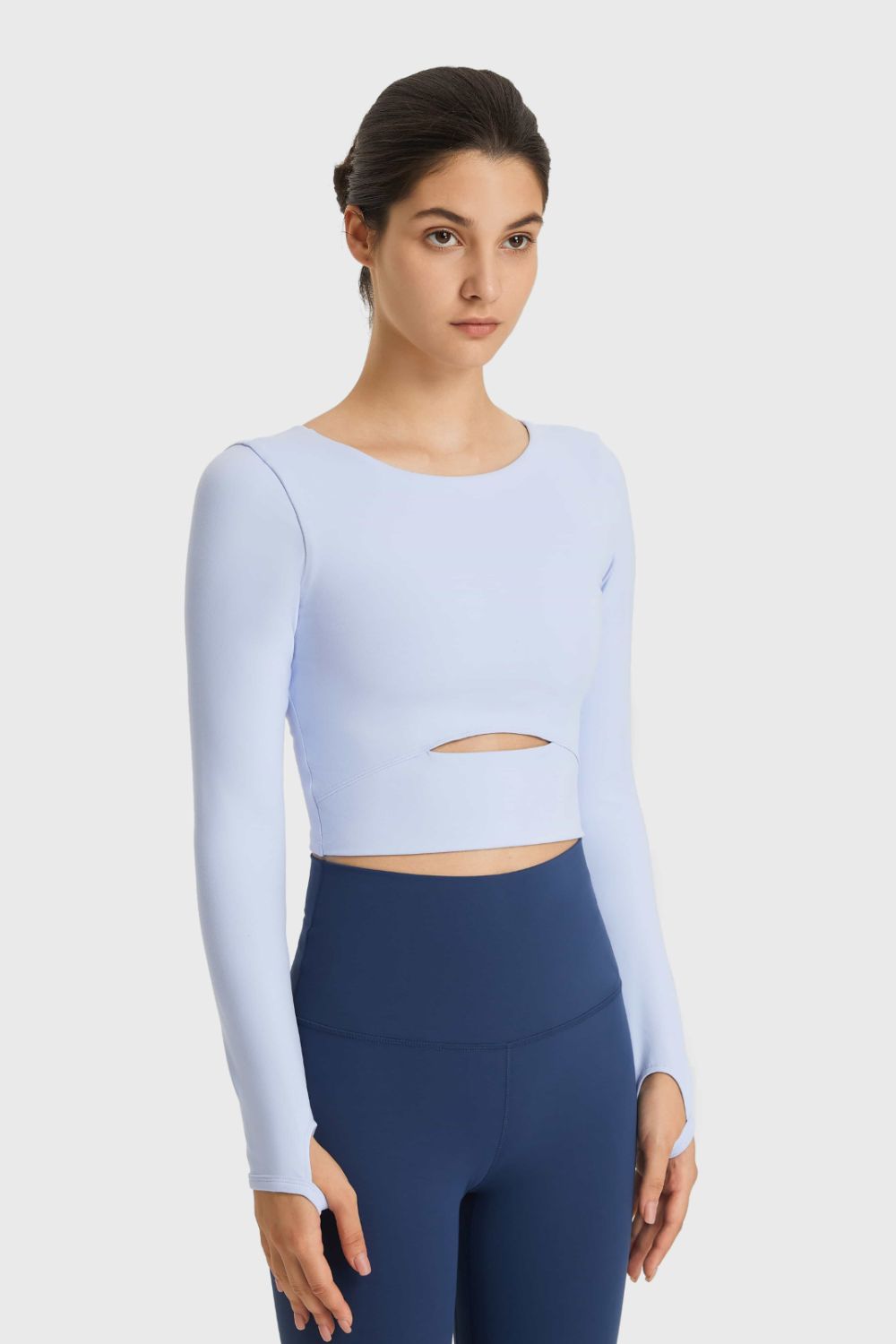 Cutout Long Sleeve Cropped Sports Top - Loulou Boutique