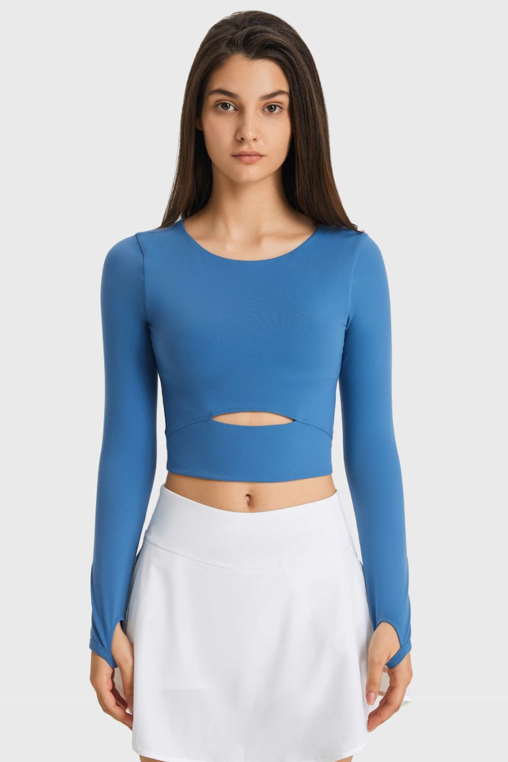 Cutout Long Sleeve Cropped Sports Top - Loulou Boutique