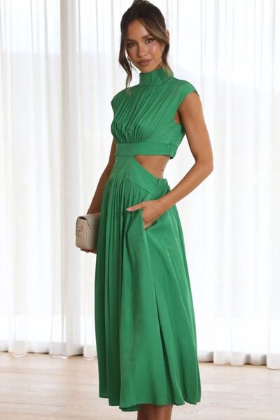Cutout Mock Neck Sleeveless Dress - Loulou Boutique