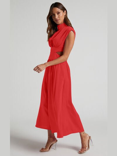 Cutout Mock Neck Sleeveless Dress - Loulou Boutique
