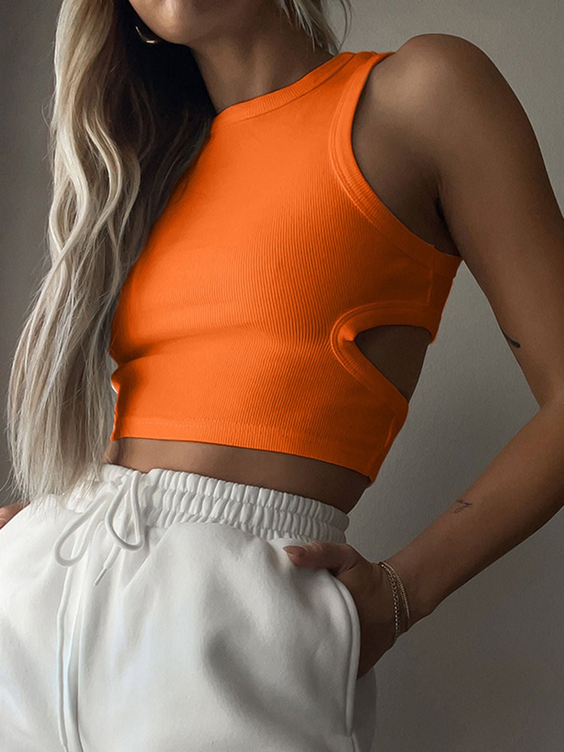 Cutout Round Neck Tank - Loulou Boutique