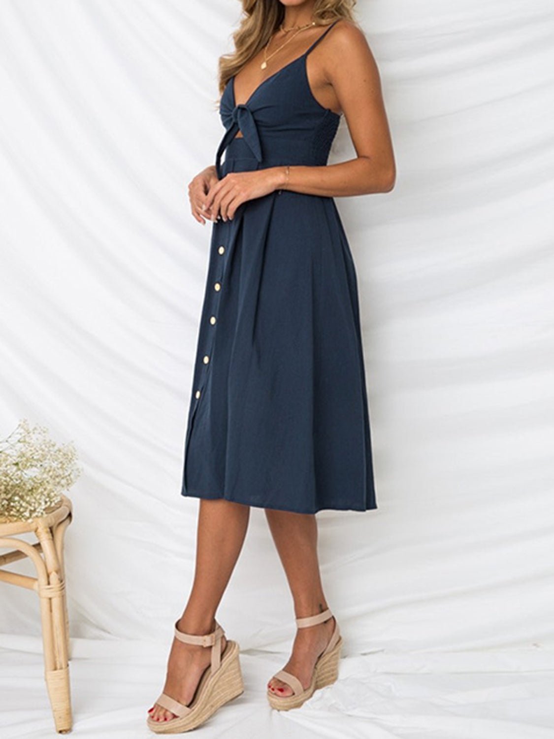 Cutout Smocked Sweetheart Neck Cami Dress - Loulou Boutique