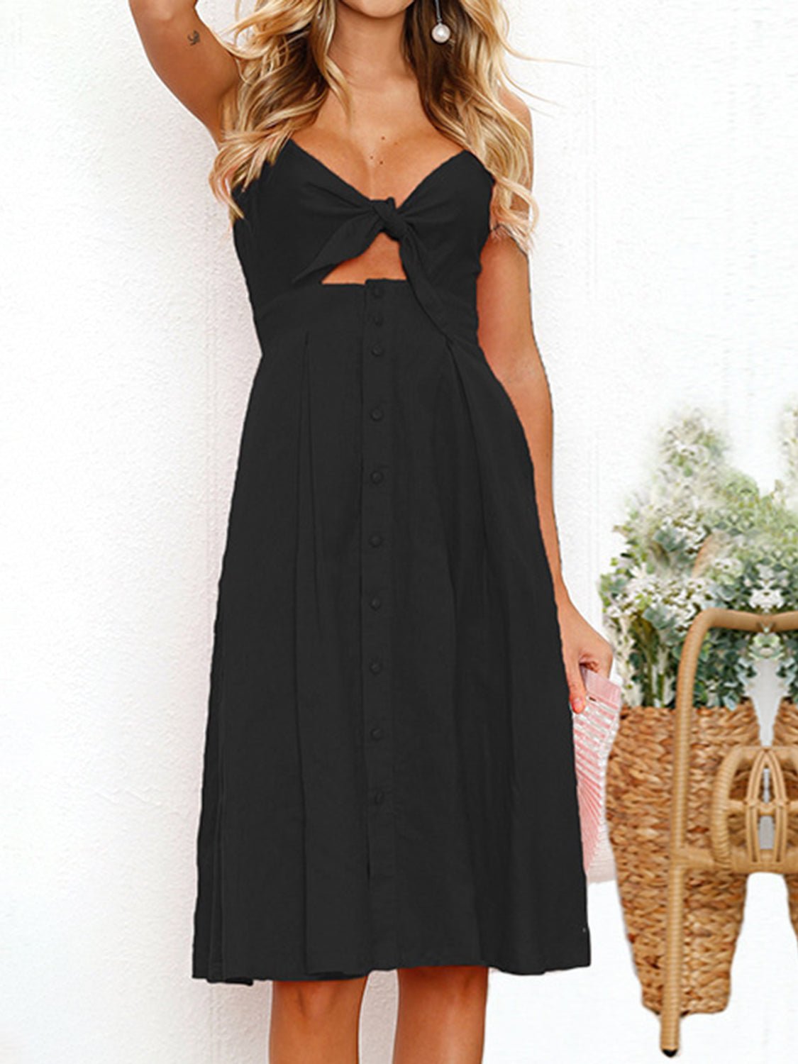 Cutout Smocked Sweetheart Neck Cami Dress - Loulou Boutique