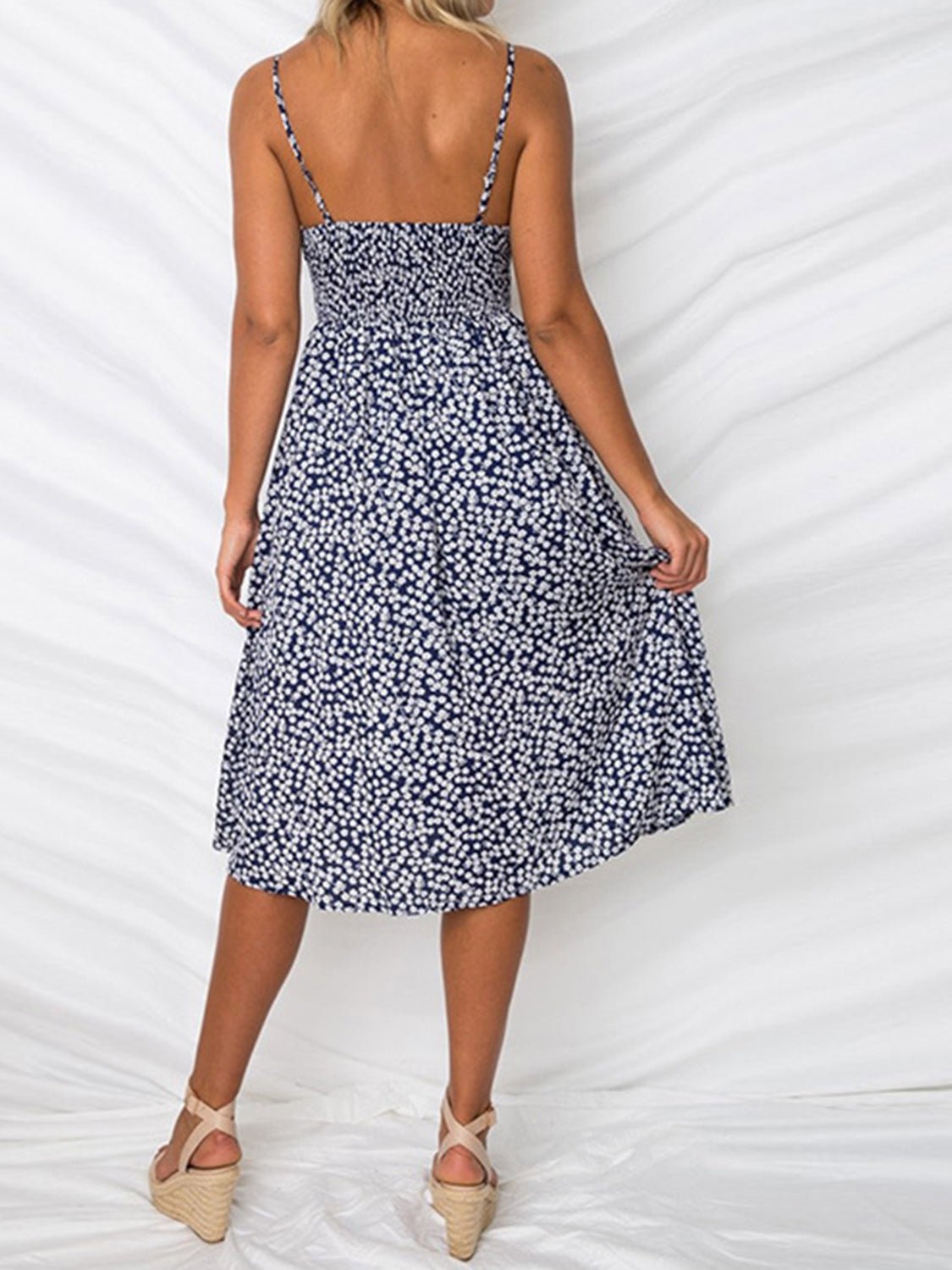 Cutout Smocked Sweetheart Neck Cami Dress - Loulou Boutique