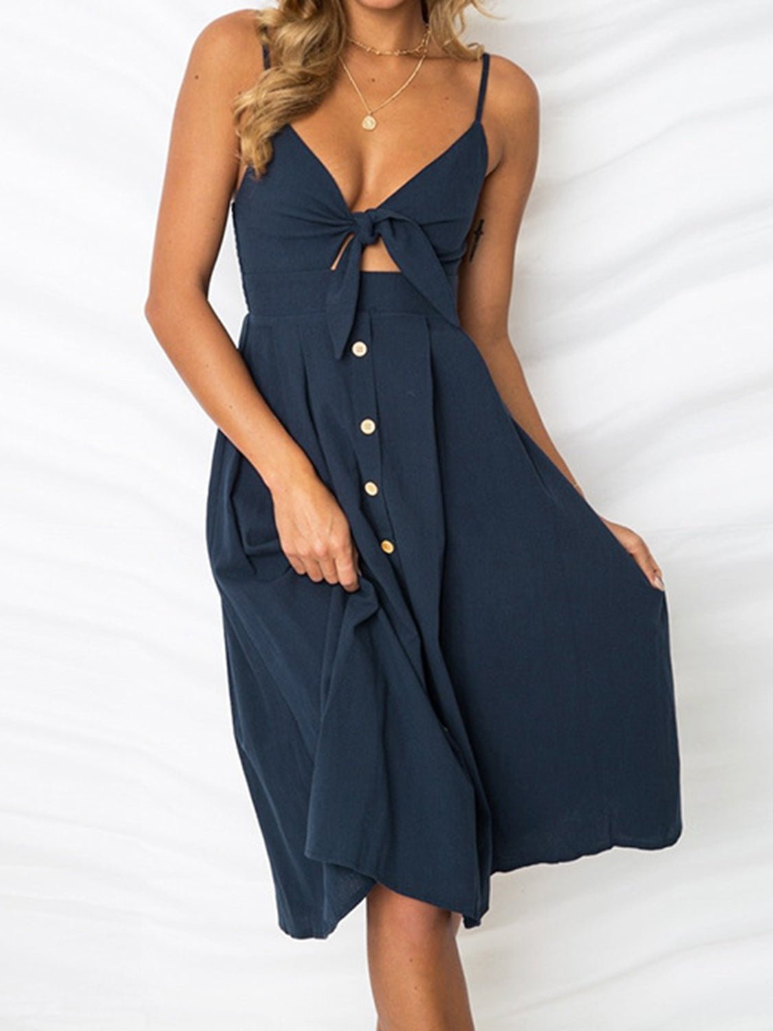 Cutout Smocked Sweetheart Neck Cami Dress - Loulou Boutique
