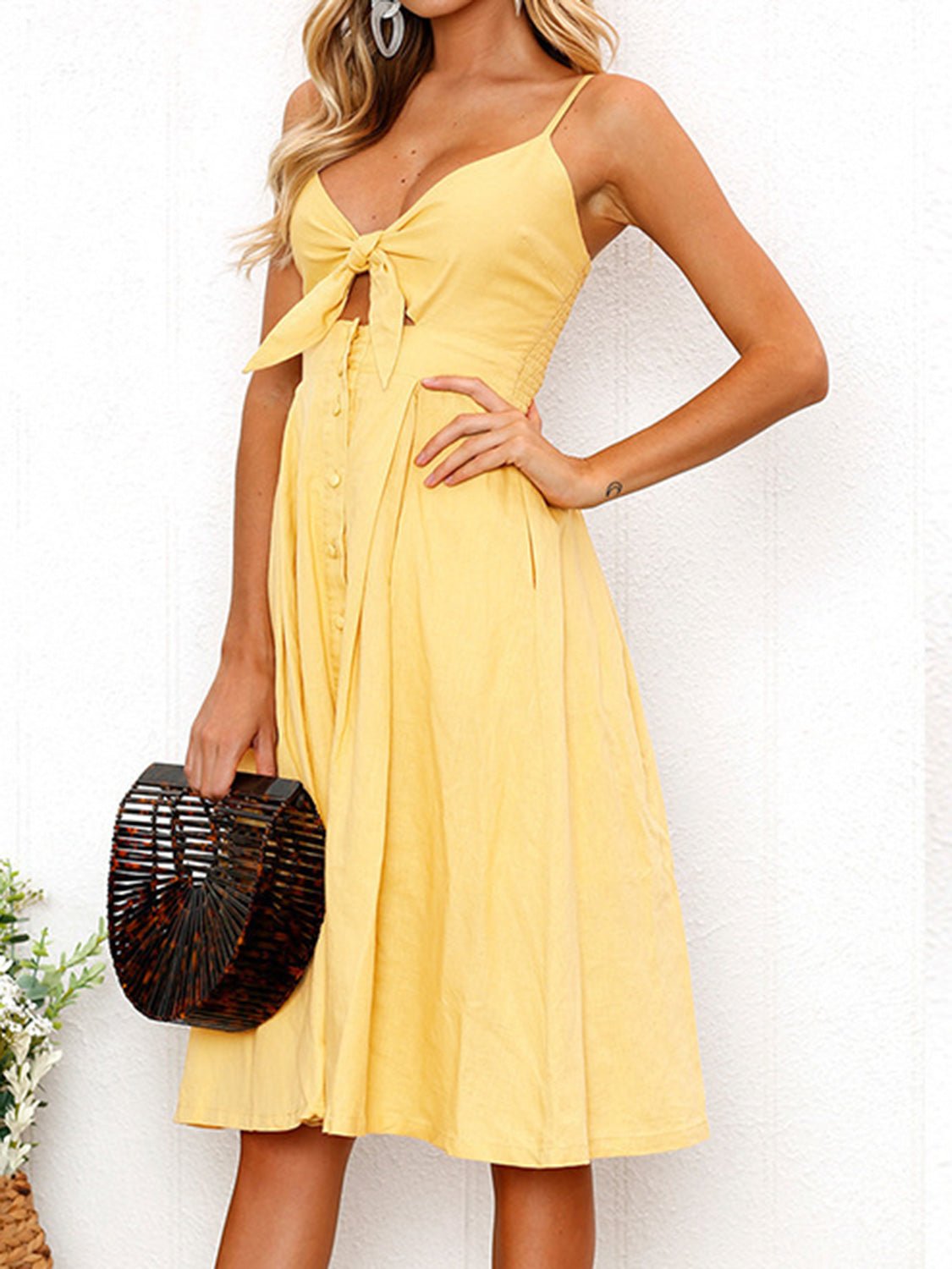 Cutout Smocked Sweetheart Neck Cami Dress - Loulou Boutique