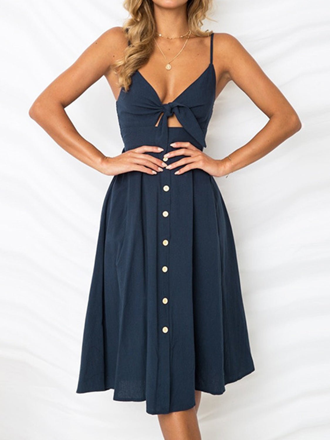 Cutout Smocked Sweetheart Neck Cami Dress - Loulou Boutique