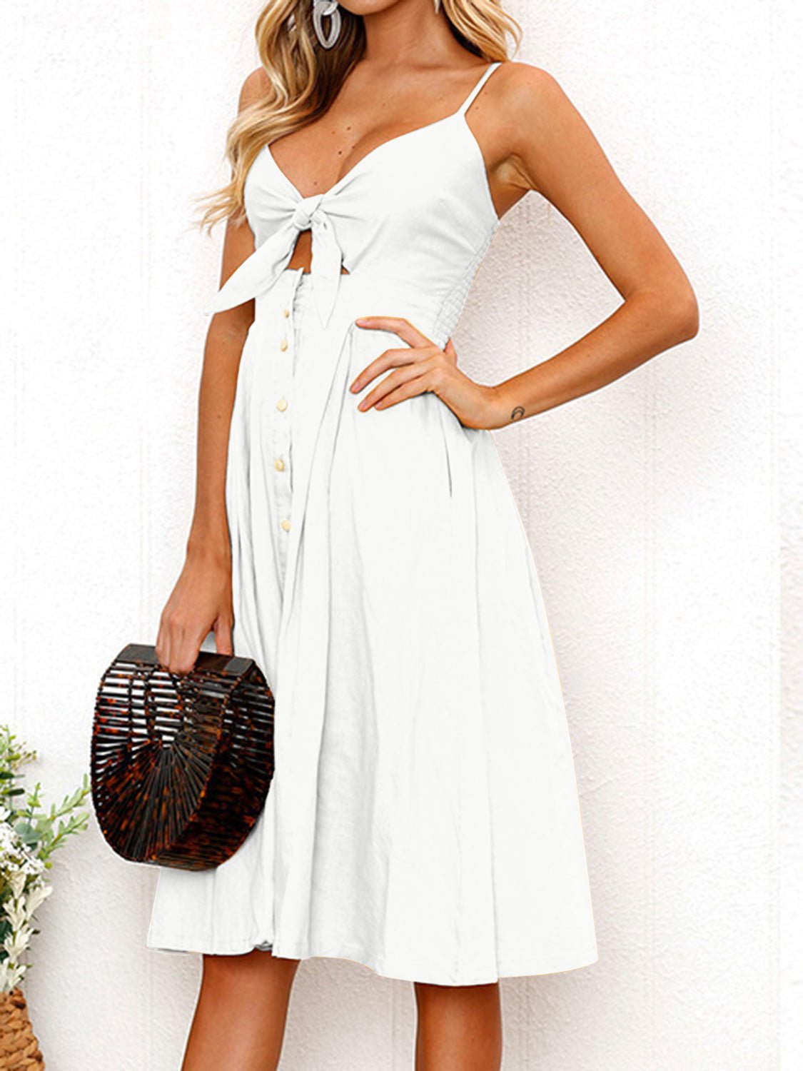 Cutout Smocked Sweetheart Neck Cami Dress - Loulou Boutique