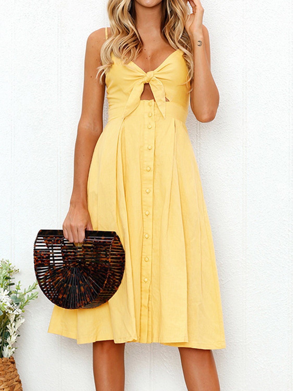 Cutout Smocked Sweetheart Neck Cami Dress - Loulou Boutique