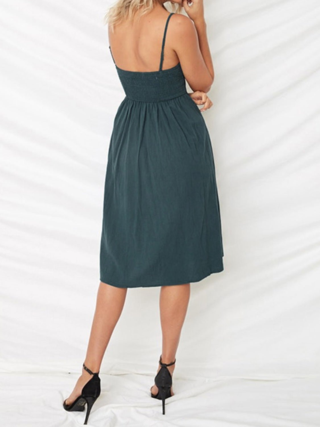 Cutout Smocked Sweetheart Neck Cami Dress - Loulou Boutique