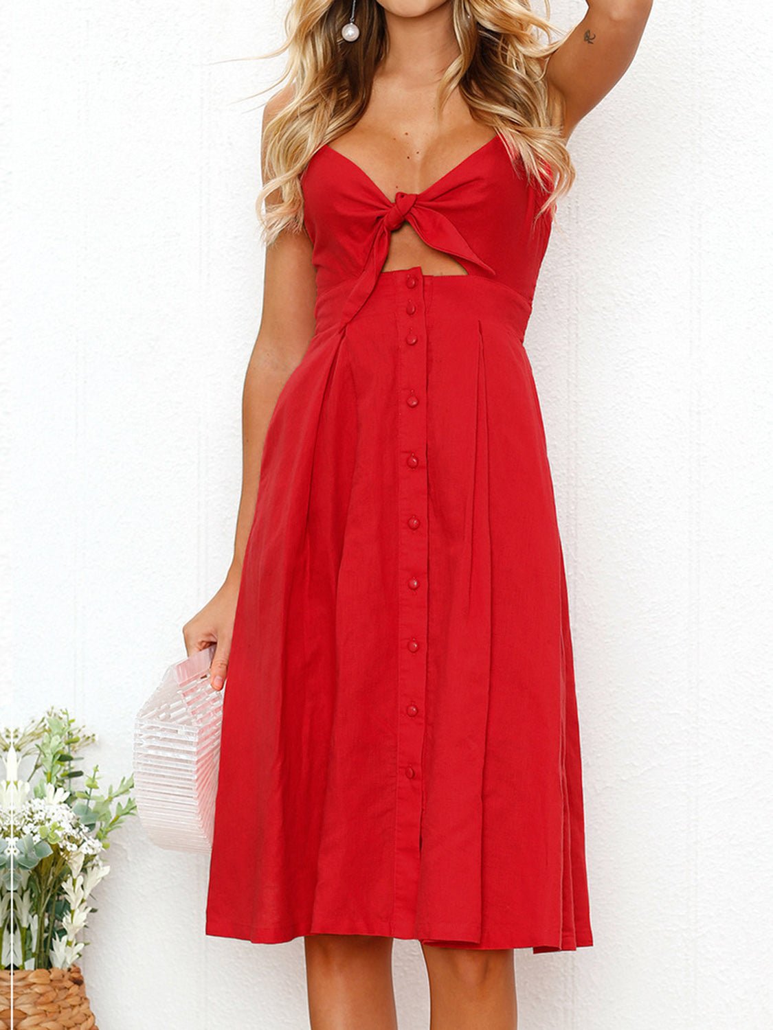 Cutout Smocked Sweetheart Neck Cami Dress - Loulou Boutique